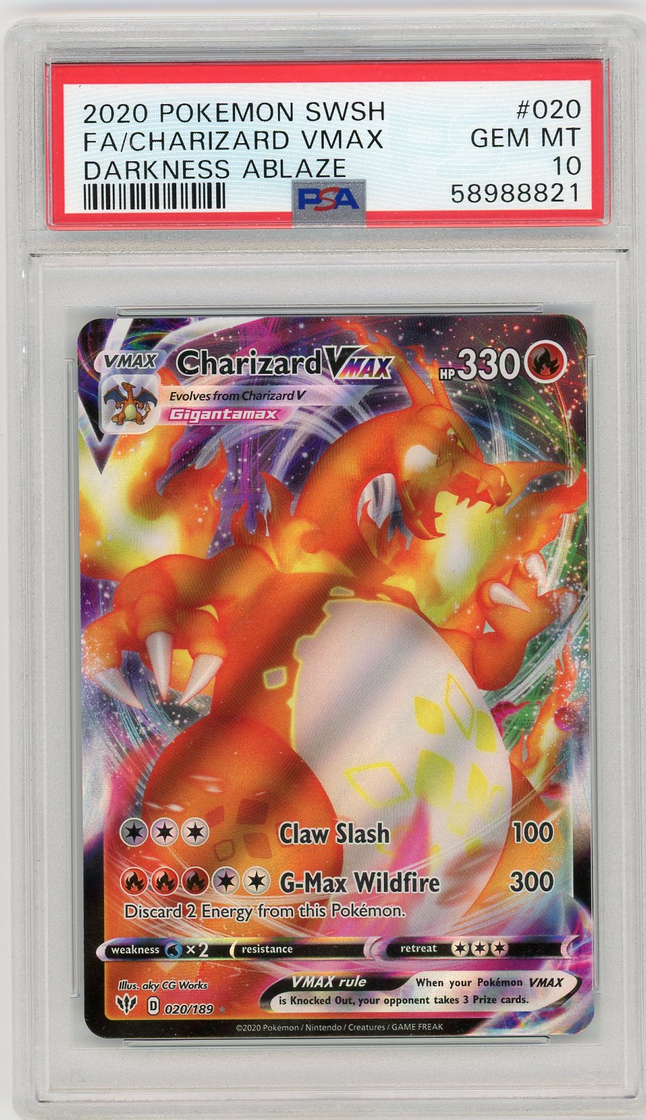 PSA 10 GEM MINT - Charizard VMAX - SWSH03: Darkness Ablaze