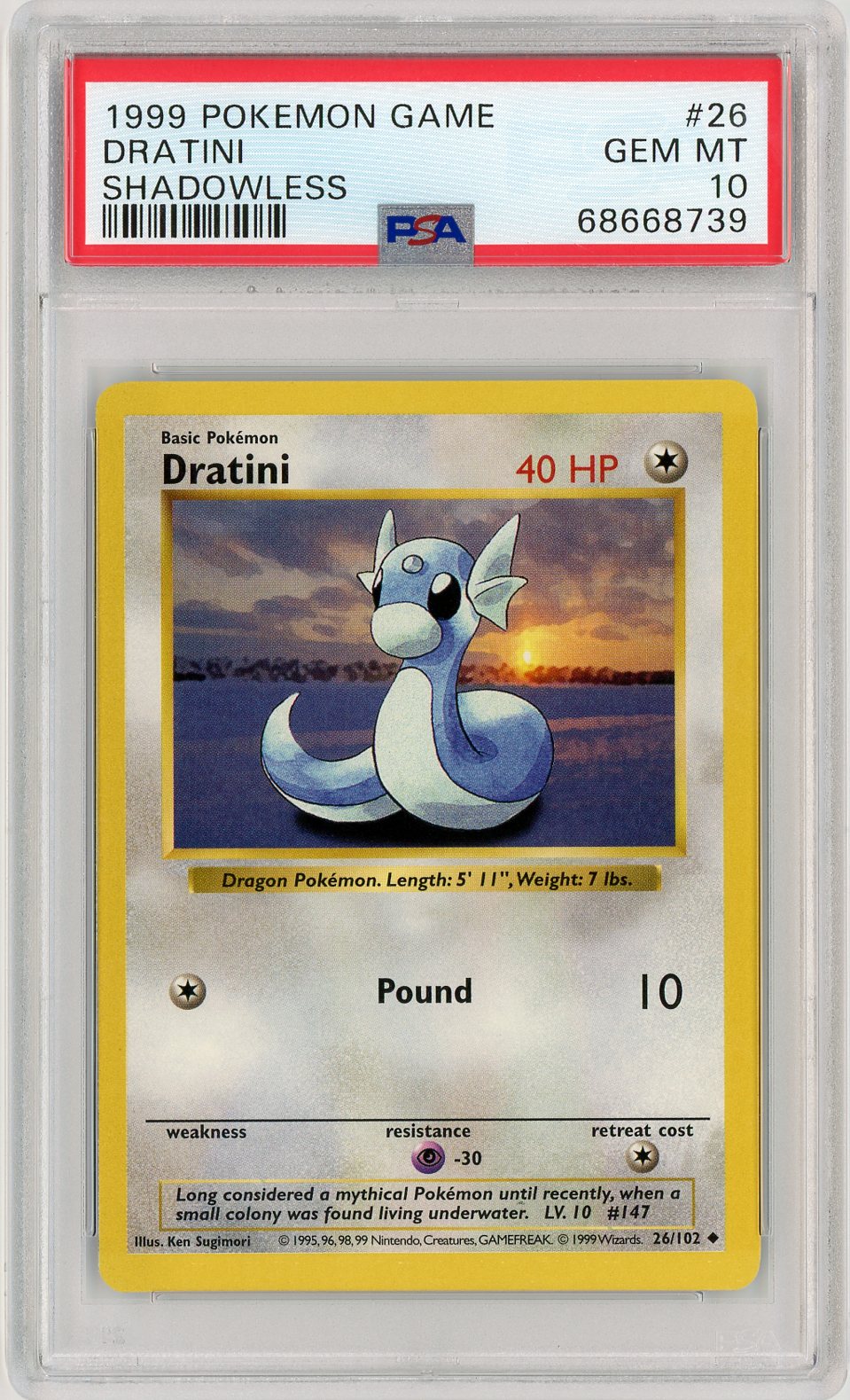 PSA 10 GEM MINT - Dratini - Base Set (Shadowless)