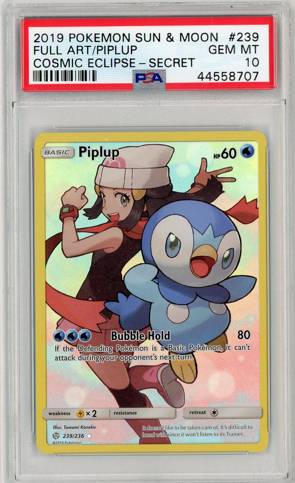 PSA 10 GEM MINT - Piplup (Secret) - SM - Cosmic Eclipse