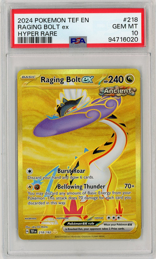 PSA 10 GEM MINT - Raging Bolt ex - 218/162 - SV05: Temporal Forces
